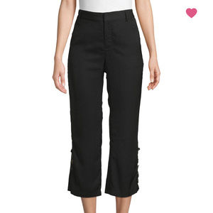 Lucca Button-Leg Cropped Black Trousers XS